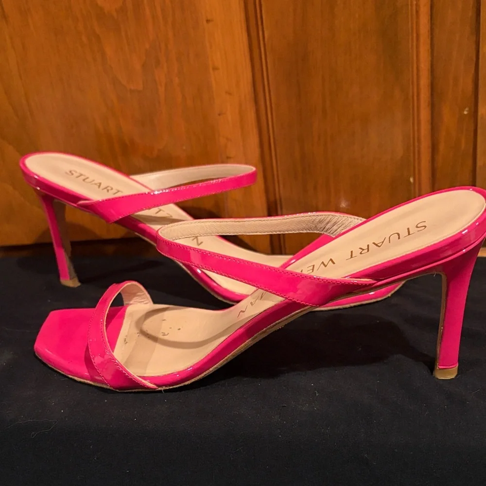 Stuart Weitzman Fuchsia Heeled Sandals Size 8 - Picture 4 of 5